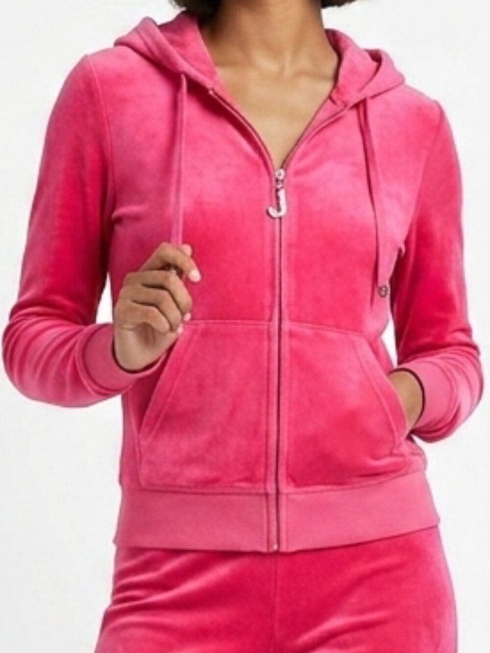 JUICY COUTURE Y2K Velour Zip Hoodie Jacket Pink M